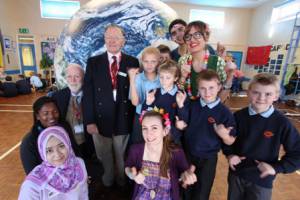 Pictured are St Mary's pupils, students from Chile, Australia, Malaysia and Grenada with President of the Rotary Club of Crewe Derek Poppleton and organiser Tom Protheroe